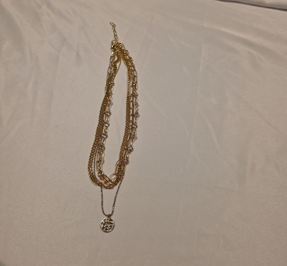 Multi-Layer Gold and Silver Pendant Necklace for Women